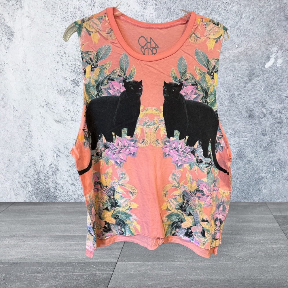 Chaser Floral Black Panther Graphic Tank Top